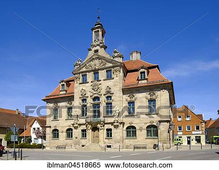 Stock Photography - Town Hall, Ellingen, Franconian lakeland, Altmuehltal natural preserve, Middle Franconia, Franconia, Bavaria, Germany, Europe. Fotosearch