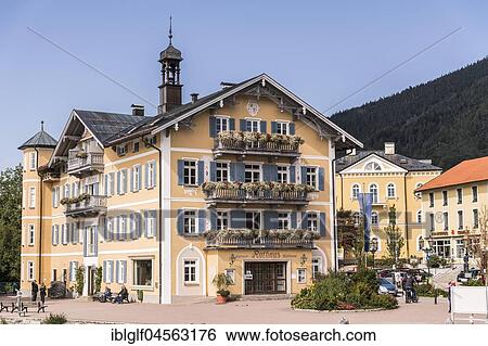Stock Photograph - Town Hall, Tegernsee, Upper Bavaria, Bavaria, Germany, Europe. Fotosearch