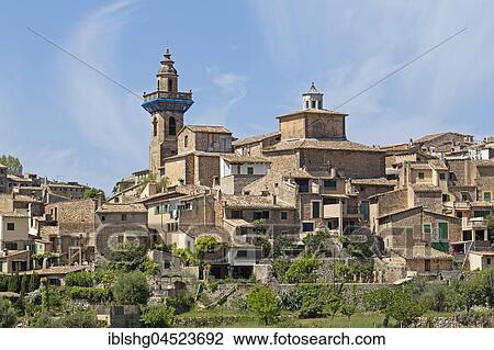 Stock Image - Townscape of Valldemossa, Majorca, Spain, Europe. Fotosearch