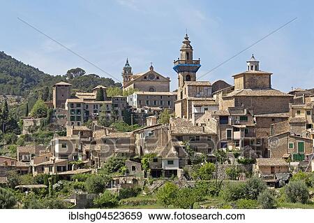 Townscape of Valldemossa, Majorca, Spain, Europe View Large Photo Image Stock Photo - Townscape of Valldemossa, Majorca, Spain, Europe. Fotosearch