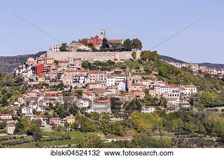Townscape on hill, Motovun, Istria, Croatia, Europe View Large Photo Image Stock Image - Townscape on hill, Motovun, Istria, Croatia, Europe. Fotosearch