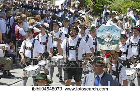 Stock Photo - Traditional costume parade, Gaufest Loisachgau, Egling, Upper Bavaria, Bavaria, Germany, Europe. Fotosearch