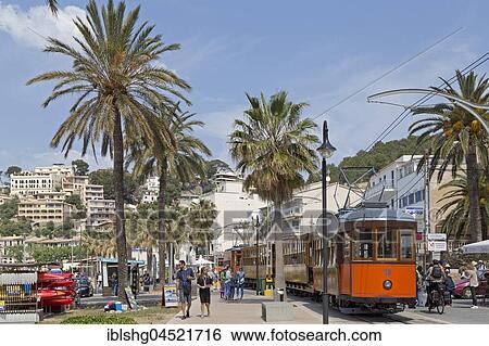 Tram, Port de Sóller, Majorca, Spain, Europe View Large Photo Image Stock Photograph - Tram, Port de Sóller, Majorca, Spain, Europe. Fotosearch