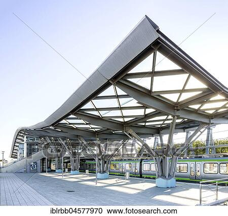 Stock Image - Tram stop Messe-Ost, Hannover, Lower Saxony, Germany, Europe. Fotosearch