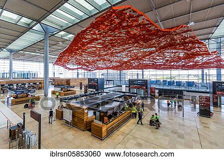 Stock Image - Trial operation in the departure hall in Terminal 1 of the new Berlin Airport BER, Schönefeld, Germany, Europe. Fotosearch