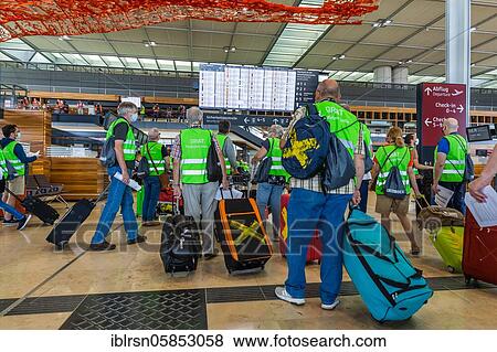 Stock Photo - Trial operation in the departure hall in Terminal 1 of the new Berlin Airport BER, Schönefeld, Germany, Europe. Fotosearch