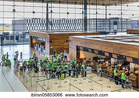 Trial operation in the departure hall in Terminal 1 of the new Berlin Airport BER, Schönefeld, Germany, Europe View Large Photo Image Stock Photograph - Trial operation in the departure hall in Terminal 1 of the new Berlin Airport BER, Schönefeld, Germany, Europe. Fotosearch