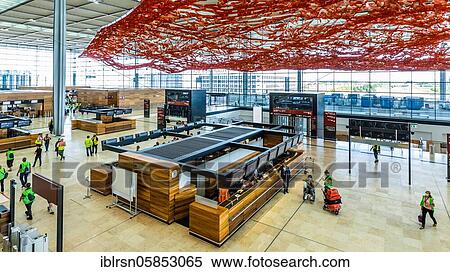 Stock Photography - Trial operation in the departure hall in Terminal 1 of the new Berlin Airport BER, Schönefeld, Germany, Europe. Fotosearch