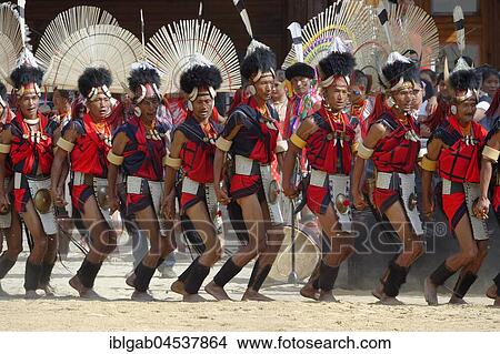 Picture - Tribal ritual dance at the Hornbill Festival, Kohima, Nagaland, India, Asia. Fotosearch