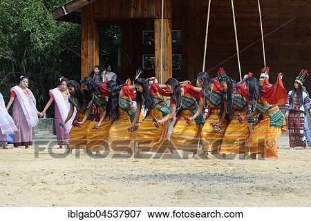 Stock Photo - Tribal ritual dance at the Hornbill Festival, Kohima, Nagaland, India, Asia. Fotosearch