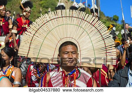 Stock Image - Tribesman at the Hornbill Festival, Kohima, Nagaland, India, Asia. Fotosearch