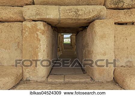 Stock Photo - Trilith Entrance of Hagar Qim, prehistoric temple complex, Megalith Temple, Qrendi, Malta, Europe. Fotosearch