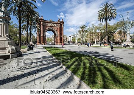 Triumphal Arch, Arc de Triomf, at Passeig Lluís Companys, Eixample district, Barcelona, Spain View Large Photo Image Stock Photo - Triumphal Arch, Arc de Triomf, at Passeig Lluís Companys, Eixample district, Barcelona, Spain. Fotosearch