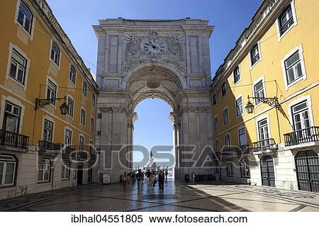 Stock Photography - Triumphal Arch of Rua Augusta, Arco da Rua Augusta, also Arco do Triunfo, Baixa district, Lisbon, Portugal, Europe. Fotosearch