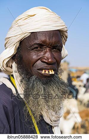 Stock Photo - Tuareg at the animal market, Unesco world heritage sight Agadez, Niger, Africa. Fotosearch