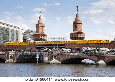 Underground train across Oberbaum Bridge, Berlin, Germany, Europe View Large Photo Image Picture - Underground train across Oberbaum Bridge, Berlin, Germany, Europe. Fotosearch