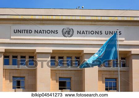 Stock Image - United Nations, UN, Palais des Nations, Geneva, Switzerland, Europe. Fotosearch