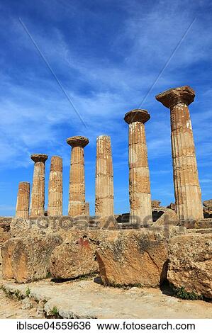 Valle di Templi di Agrigento, Tempio di Ercole, the Pillars of the Temple of Heracles, Agrigento, Sicily, Italy, Europe View Large Photo Image Stock Photograph - Valle di Templi di Agrigento, Tempio di Ercole, the Pillars of the Temple of Heracles, Agrigento, Sicily, Italy, Europe. Fotosearch