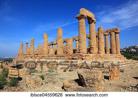 Valle di Templi di Agrigento, Temple of Hera Lakinia or Temple of Juno, Tempio di Giunone, Agrigento, Sicily, Italy, Europe View Large Photo Image Stock Photo - Valle di Templi di Agrigento, Temple of Hera Lakinia or Temple of Juno, Tempio di Giunone, Agrigento, Sicily, Italy, Europe. Fotosearch