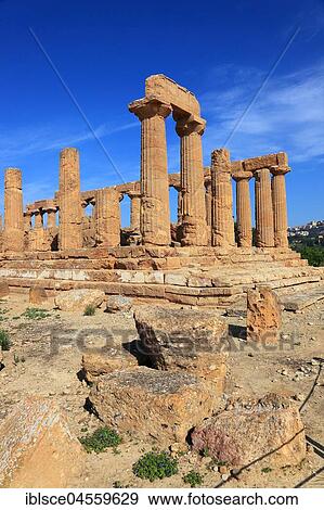 Stock Photo - Valle di Templi di Agrigento, Temple of Hera Lakinia or Temple of Juno, Tempio di Giunone, Agrigento, Sicily, Italy, Europe. Fotosearch