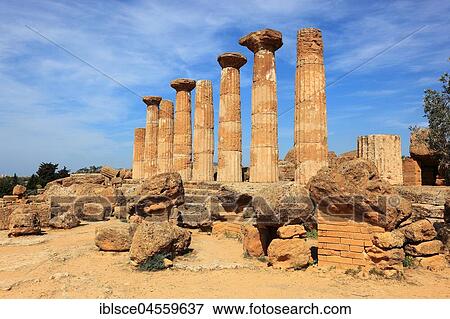 Stock Photo - Valle di Templi di Agrigento, Temple of Hera Lakinia or Temple of Juno, Tempio di Giunone, Agrigento, Sicily, Italy, Europe. Fotosearch