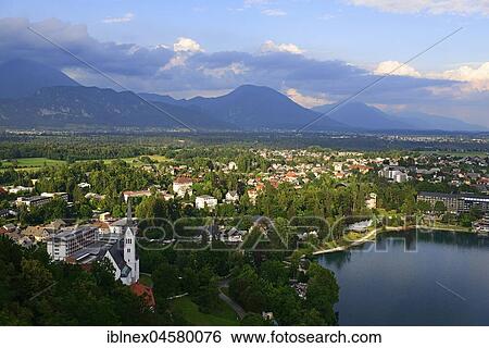 View from Bled Castle to Lake Bled and village, Bled, Slovenia, Europe View Large Photo Image Stock Photograph - View from Bled Castle to Lake Bled and village, Bled, Slovenia, Europe. Fotosearch
