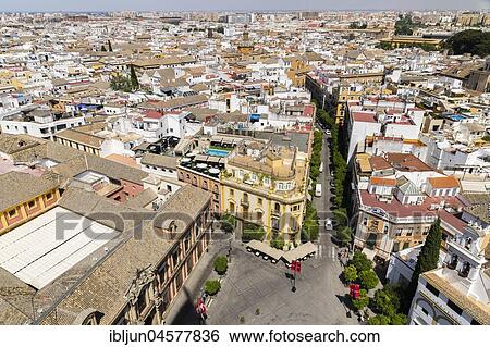 View from Giralda to the Old Town, Seville, Andalusia, Spain, Europe View Large Photo Image Stock Photograph - View from Giralda to the Old Town, Seville, Andalusia, Spain, Europe. Fotosearch