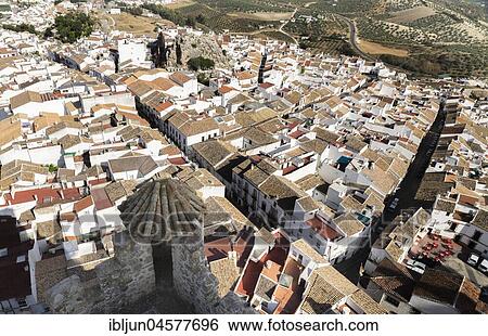 Stock Photograph - View from Moorish castle, white village, Olvera, province of Cadiz, Andalusia, Spain, Europe. Fotosearch
