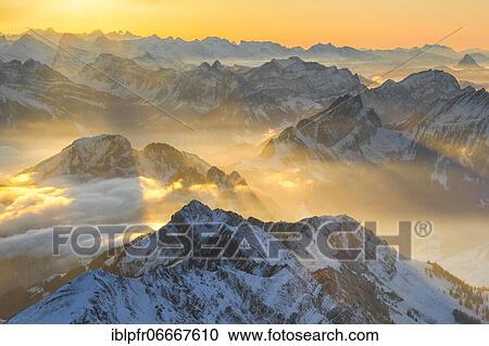 Stock Image - View from Säntis, Appenzell, Switzerland, Europe. Fotosearch