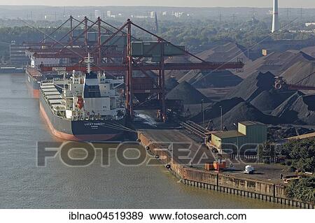 View from the Köhlbrand Bridge to the coal port, Hansaport, Hamburg, Germany, Europe View Large Photo Image Stock Photo - View from the Köhlbrand Bridge to the coal port, Hansaport, Hamburg, Germany, Europe. Fotosearch