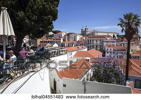 View from the Miradouro Santa Luzia of the old town of Lisbon, at back the monastery church of São Vincente de Fora, Alfama district, Lisbon, Portugal, Europe View Large Photo Image Stock Image - View from the Miradouro Santa Luzia of the old town of Lisbon, at back the monastery church of São Vincente de Fora, Alfama district, Lisbon, Portugal, Europe. Fotosearch