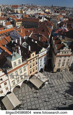 Picture - View from the Old Town Hall Tower on the Old Town Square, historic centre, Prague, Czech Republic, Europe. Fotosearch