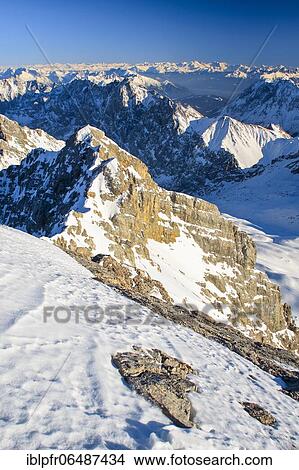 View from the summit of the Zugspitze, Bavaria, Germany, Europe View Large Photo Image Picture - View from the summit of the Zugspitze, Bavaria, Germany, Europe. Fotosearch