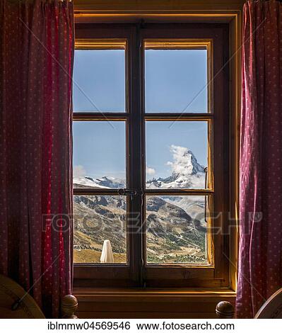 View from the window to snow-covered Matterhorn, Fluhalp mountain lodge, Valais, Switzerland, Europe View Large Photo Image Stock Photograph - View from the window to snow-covered Matterhorn, Fluhalp mountain lodge, Valais, Switzerland, Europe. Fotosearch