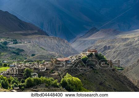 View into the barren landscape of the Upper Kali Gandaki valley, Jarkot Gompa on a hill, Jarkot, Mustang District, Nepal, Asia View Large Photo Image Stock Image - View into the barren landscape of the Upper Kali Gandaki valley, Jarkot Gompa on a hill, Jarkot, Mustang District, Nepal, Asia. Fotosearch