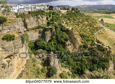 View of La Cijara district, Ronda, province of Málaga, Andalusia, Spain, Europe View Large Photo Image Stock Photo - View of La Cijara district, Ronda, province of Málaga, Andalusia, Spain, Europe. Fotosearch