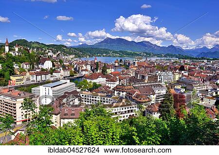 View of Lucerne on Lake Lucerne, at back Rigi, canton of Lucerne, Switzerland, Europe View Large Photo Image Picture - View of Lucerne on Lake Lucerne, at back Rigi, canton of Lucerne, Switzerland, Europe. Fotosearch