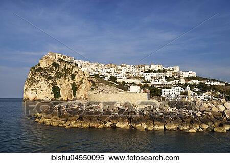 Stock Photography - View of Peschici, province of Foggia, Puglia, Gargano, Adriatic Sea, Italy, Europe. Fotosearch