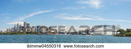 Stock Photograph - View of Sydney with Opera House and Harbor Bridge, Skyline, Sydney, New South Wales, Australia, Oceania. Fotosearch
