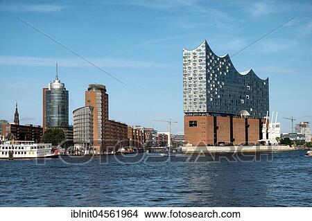 Picture - View of the Kehrwiederspitze and Elbe Philharmonic Hall, Hamburg, Germany, Europe. Fotosearch