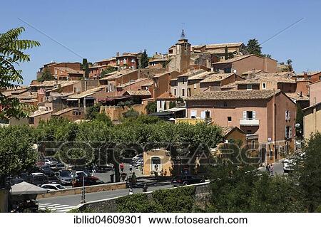 View of the old town, most beautiful villages of France, red village, Roussillon. Vaucluse, Provence-Alpes-Côte d' Azur, France, Europe View Large Photo Image Stock Image - View of the old town, most beautiful villages of France, red village, Roussillon. Vaucluse, Provence-Alpes-Côte d' Azur, France, Europe. Fotosearch