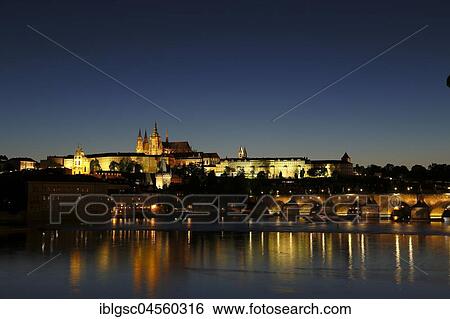 View on Prague Castle and Charles Bridge at night, Prague, Czech Republic, Europe View Large Photo Image Stock Photograph - View on Prague Castle and Charles Bridge at night, Prague, Czech Republic, Europe. Fotosearch