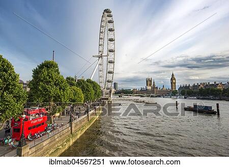 View over the Thames from Golden Jubilee Bridge, promenade with Ferris wheel London Eye, at the back Big Ben and Houses of Parliament, London, England, Great Britain View Large Photo Image Stock Image - View over the Thames from Golden Jubilee Bridge, promenade with Ferris wheel London Eye, at the back Big Ben and Houses of Parliament, London, England, Great Britain. Fotosearch
