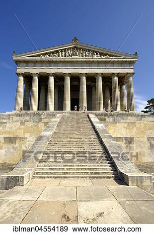 Stock Photo - Walhalla south side, Donaustauf, Bavarian Forest, Upper Palatinate, Bavaria, Germany, Europe. Fotosearch