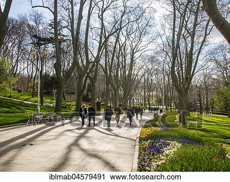 Walkers in Gülhane Park, Spring, Sarayburnu, Istanbul, European part, Turkey, Asia View Large Photo Image Stock Image - Walkers in Gülhane Park, Spring, Sarayburnu, Istanbul, European part, Turkey, Asia. Fotosearch