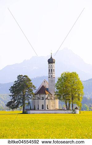 Stock Image - Wallfahrtskirche St. Coloman at Füssen, Ostallgäu, Allgäu, Bavaria, Germany, Europe. Fotosearch