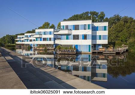 Water Houses, International Building Exhibition IBA, Wilhelmsburg, Hamburg, Germany, Europe View Large Photo Image Stock Image - Water Houses, International Building Exhibition IBA, Wilhelmsburg, Hamburg, Germany, Europe. Fotosearch