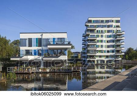 Water Houses, International Building Exhibition IBA, Wilhelmsburg, Hamburg, Germany, Europe View Large Photo Image Stock Photo - Water Houses, International Building Exhibition IBA, Wilhelmsburg, Hamburg, Germany, Europe. Fotosearch