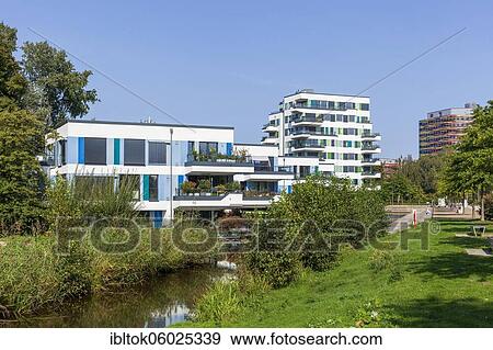 Water Houses, International Building Exhibition IBA, Wilhelmsburg, Hamburg, Germany, Europe View Large Photo Image Stock Photo - Water Houses, International Building Exhibition IBA, Wilhelmsburg, Hamburg, Germany, Europe. Fotosearch