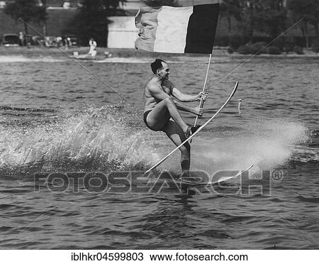 Stock Image - Water ski acrobatics, England, Great Britain. Fotosearch